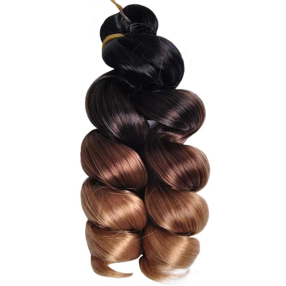 12 Inch Synthetische Losse Golf Gehaakt Haar Franse Losse Gekrulde Body Wave Geweven Haar Water Wave Vrouwen Pruik Monochrome Gemengde Kleur