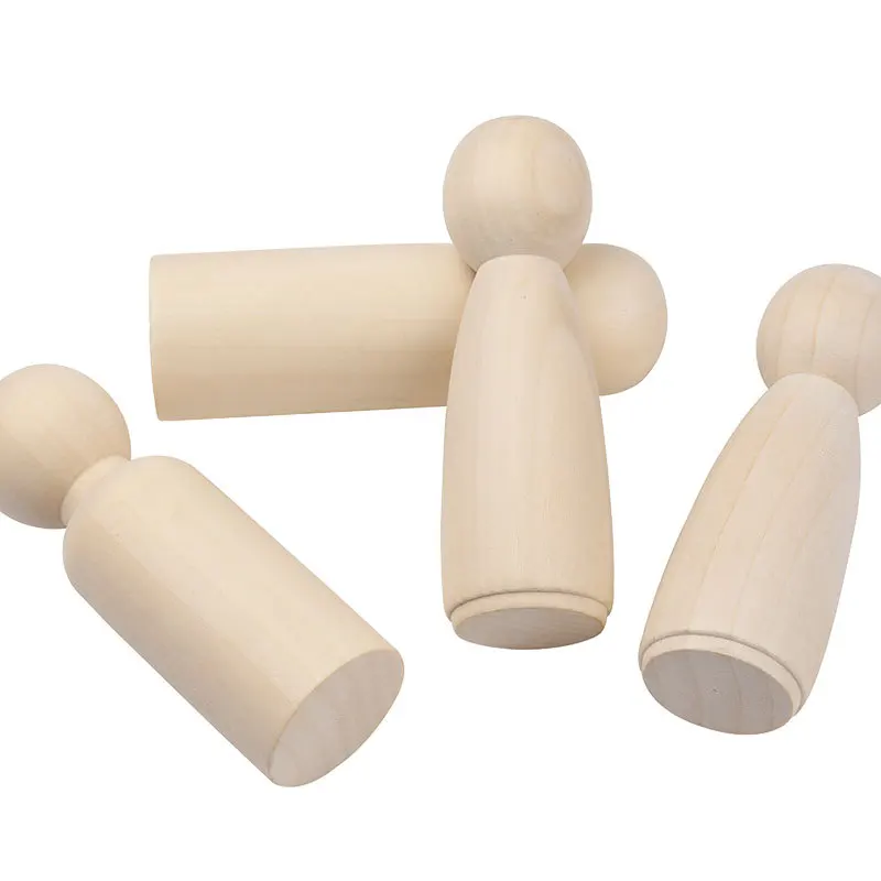 10pcs 120mm Unfinished Wood Boy/Girl Peg Doll Natural Wooden DIY Craft Graffiti Unfinished Solid Wood DIY Craft