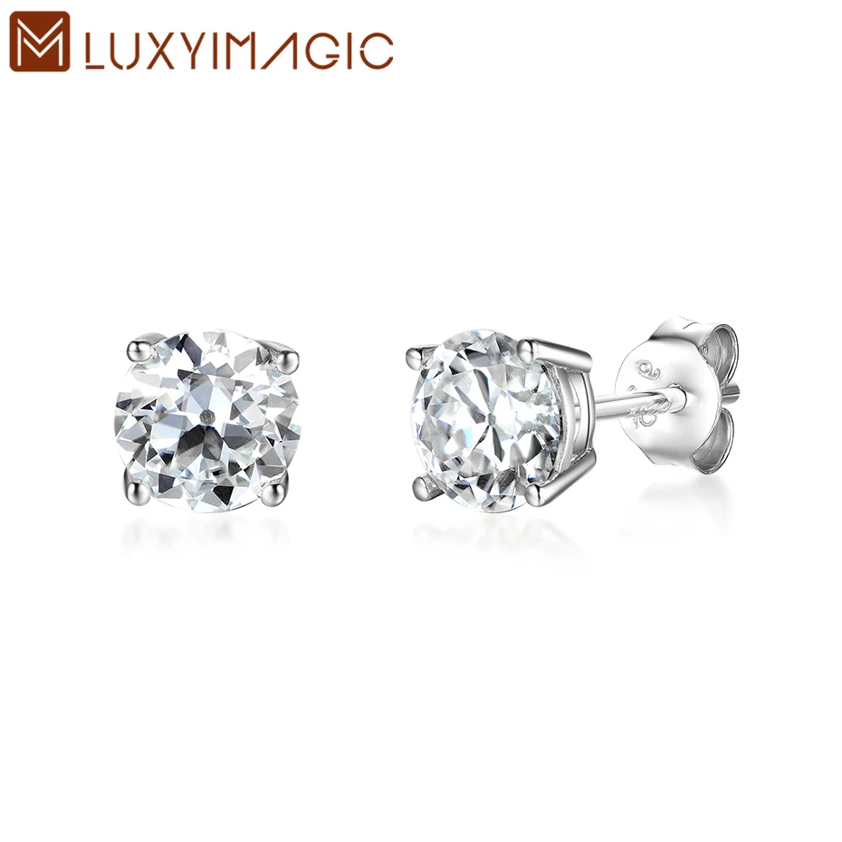 Роскошные серьги-гвоздики из белого золота с муассанитом GRA OEC для женщин, однотонные серьги-гвоздики 925 D цвета, пасьянс, ювелирные изделия, классические украшения Роскошные серьги-гвоздики из белого золота с муассанитом GRA OEC для женщин, однотонные серьги-гвоздики 925 D цвета, пасьянс, ювелирные изделия, классические украшения