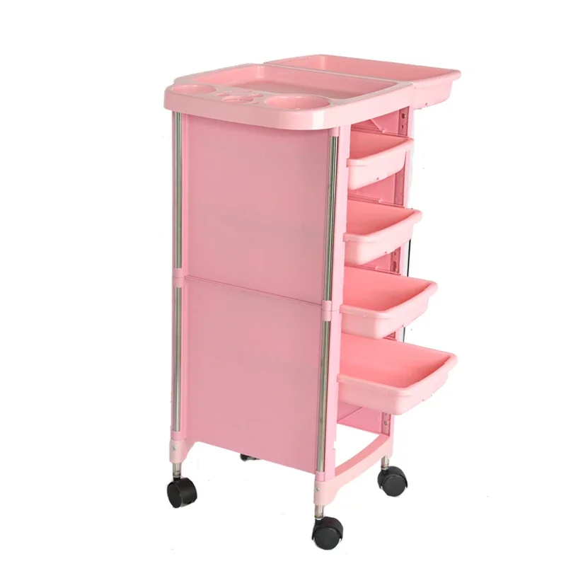 Pink Salon SPA Rolling Tray Tattoo Beauty Equipment Hair Stylist Storage Trolley Cart