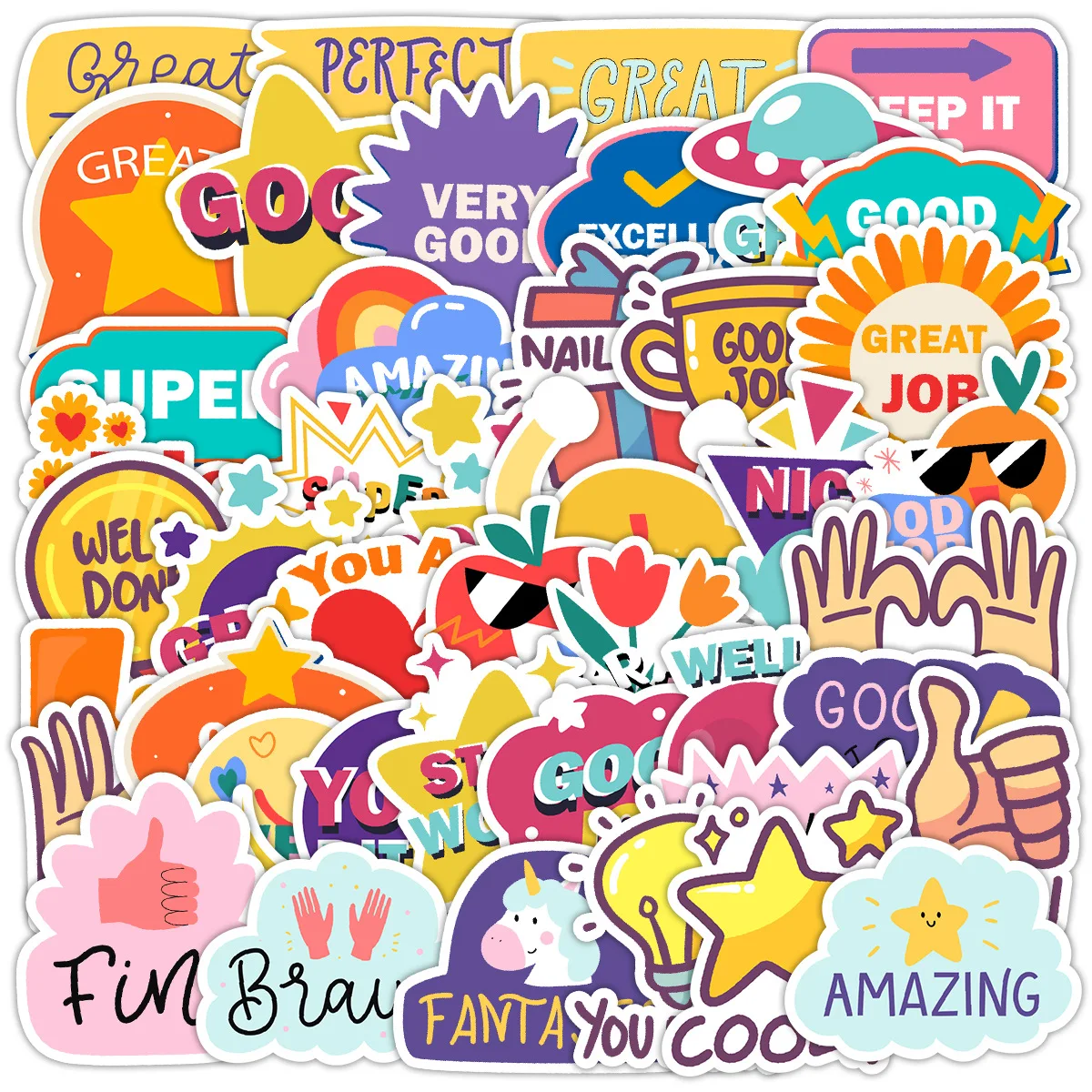

50 PCS Reward Series Doodle Stickers for Mobile Phones Luggage Waterproof Decorative Stickers Creative Stationery Stickers