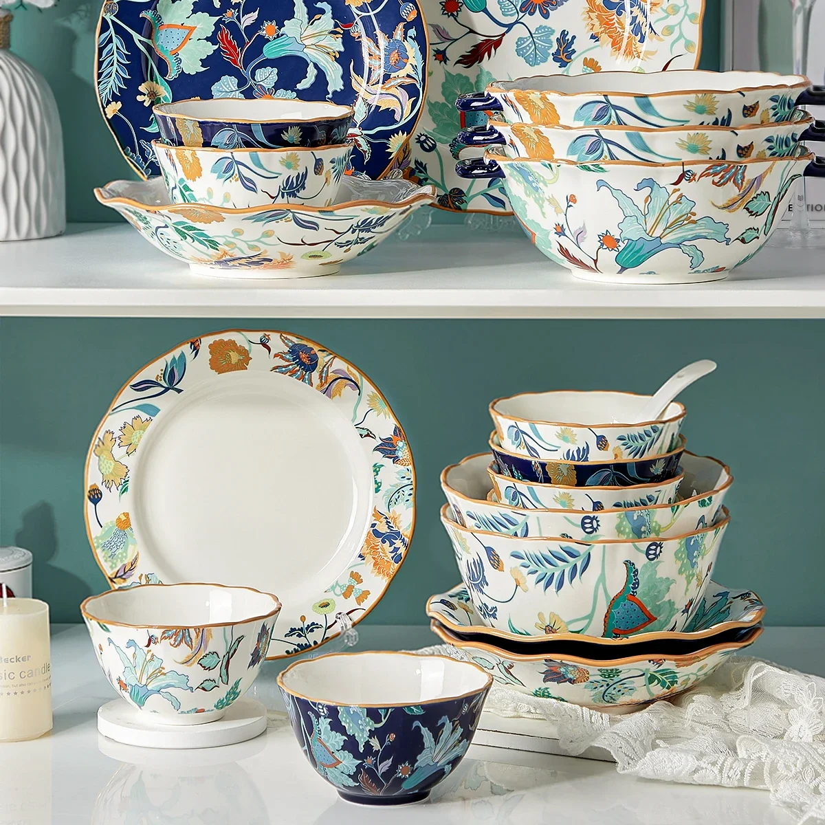 European Style Ceramic Rice Bowls, Household Dishes, and High-end Tableware