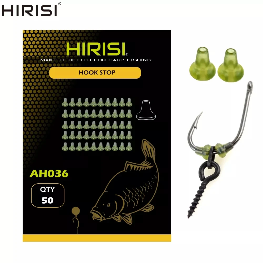 Hirisi 50 Stück Gummi-Angel-Rigs, Angelhaken-Stopper, Terminal Tackle-Zubehör, AH036, Karpfenangeln, Positionierungsperle, Pufferbohnen