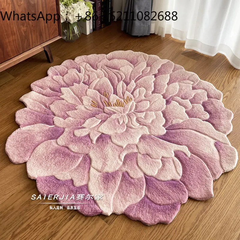 SCY purple peony living room meditation lotus worship mat bedroom round bedside carpet