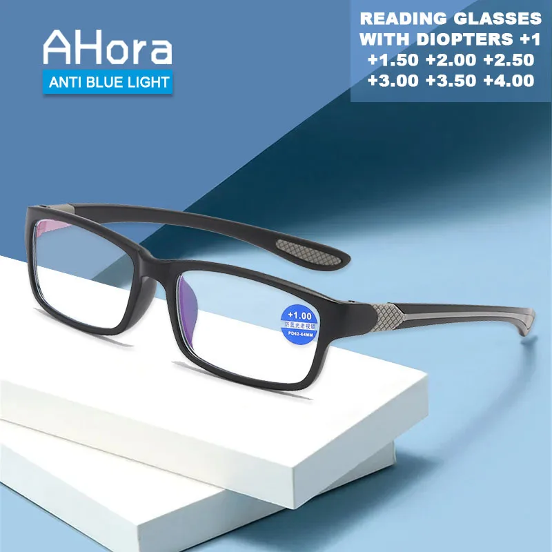 Ahora TR90 Reading Glasses Men Women Blue Light Blocking Presbyopia Eyeglasses Ultralight Hyperopia Eyewear +1.0+1.5+2.0+2.5+3.0