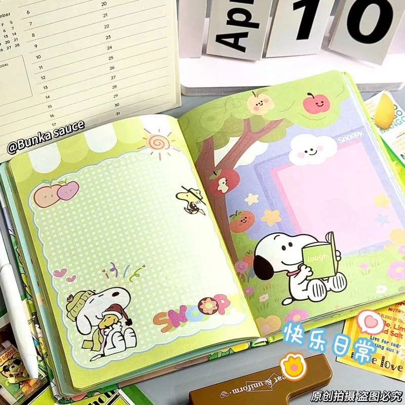 Snoopy Cartoon Anime Painted Inner Pages Hardshell Notebook Full A5 Notebook Student Hand drawn Cute High Beauty Printed Ledger