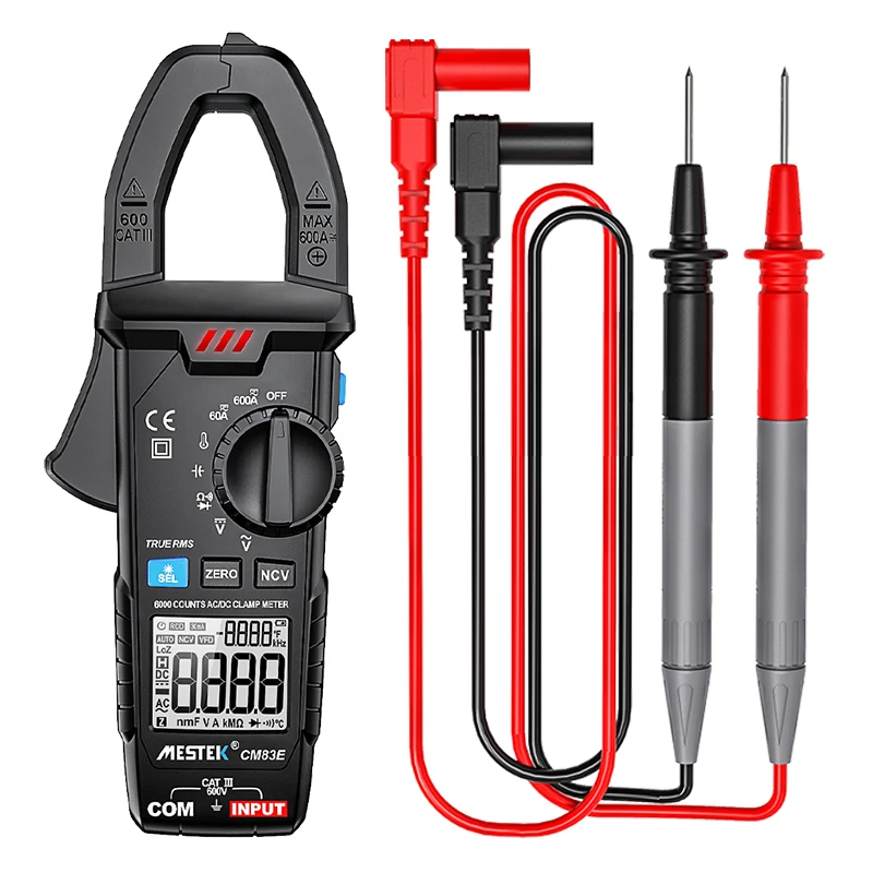 CM83E 600A AC DC Digital Clamp Meter Multimeter Pinza Amperimetrica True RMS High Precision Capacitance NCV Ohm Hz Current Clamp