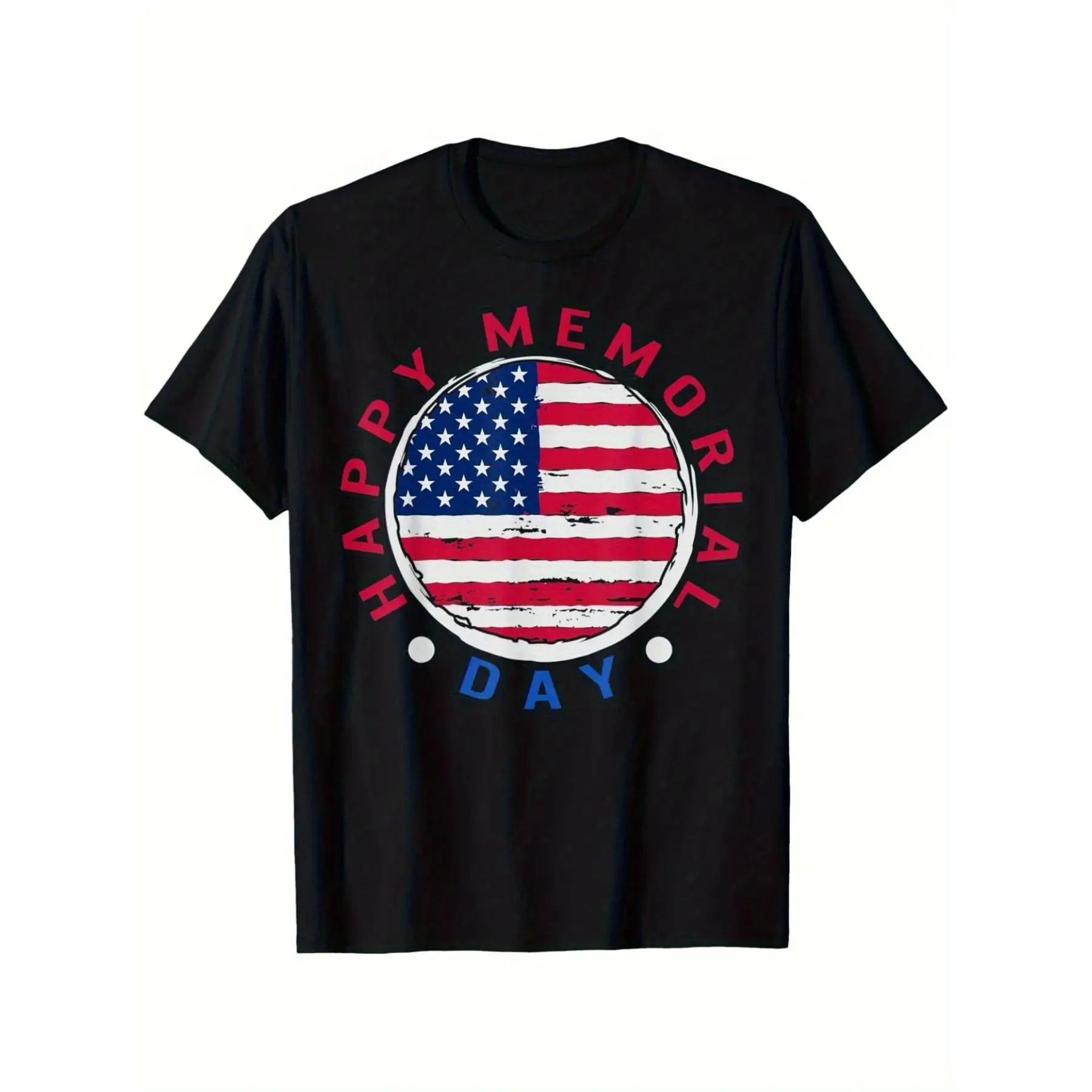 

Women's Patriotic Memorial Day T-Shirt - American Flag Graphic Print with "Happy Memorial Day" Text, Soft Stretchy Breathable Fa