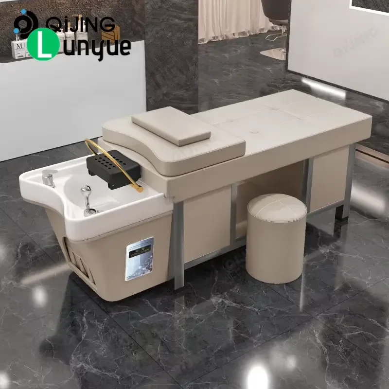 Electric Thai Head Spa Massage Table with Separate Shampoo Basin Luxury Hair Wash Bed for Beauty Spa Furniture