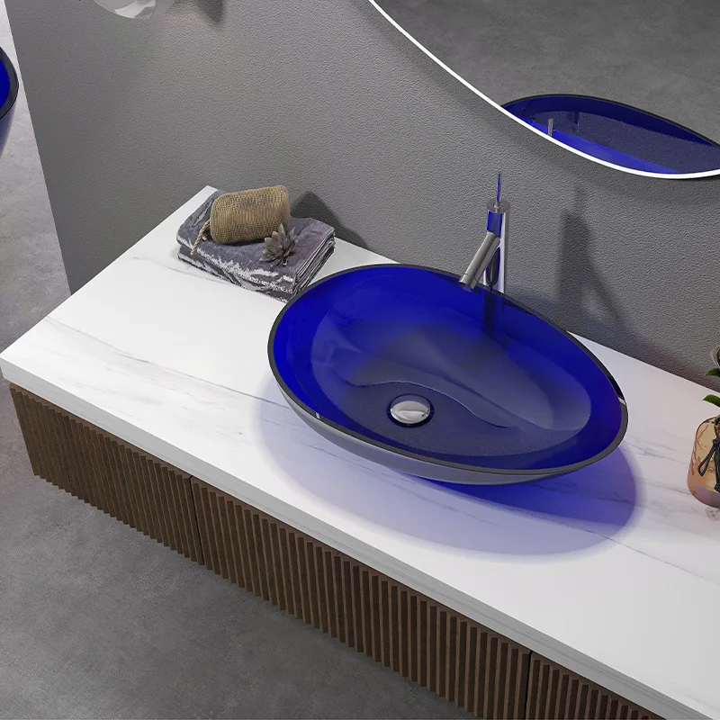 Modern minimalist colored transparent resin washbasin, household washbasin, hotel homestay personalized washbasin