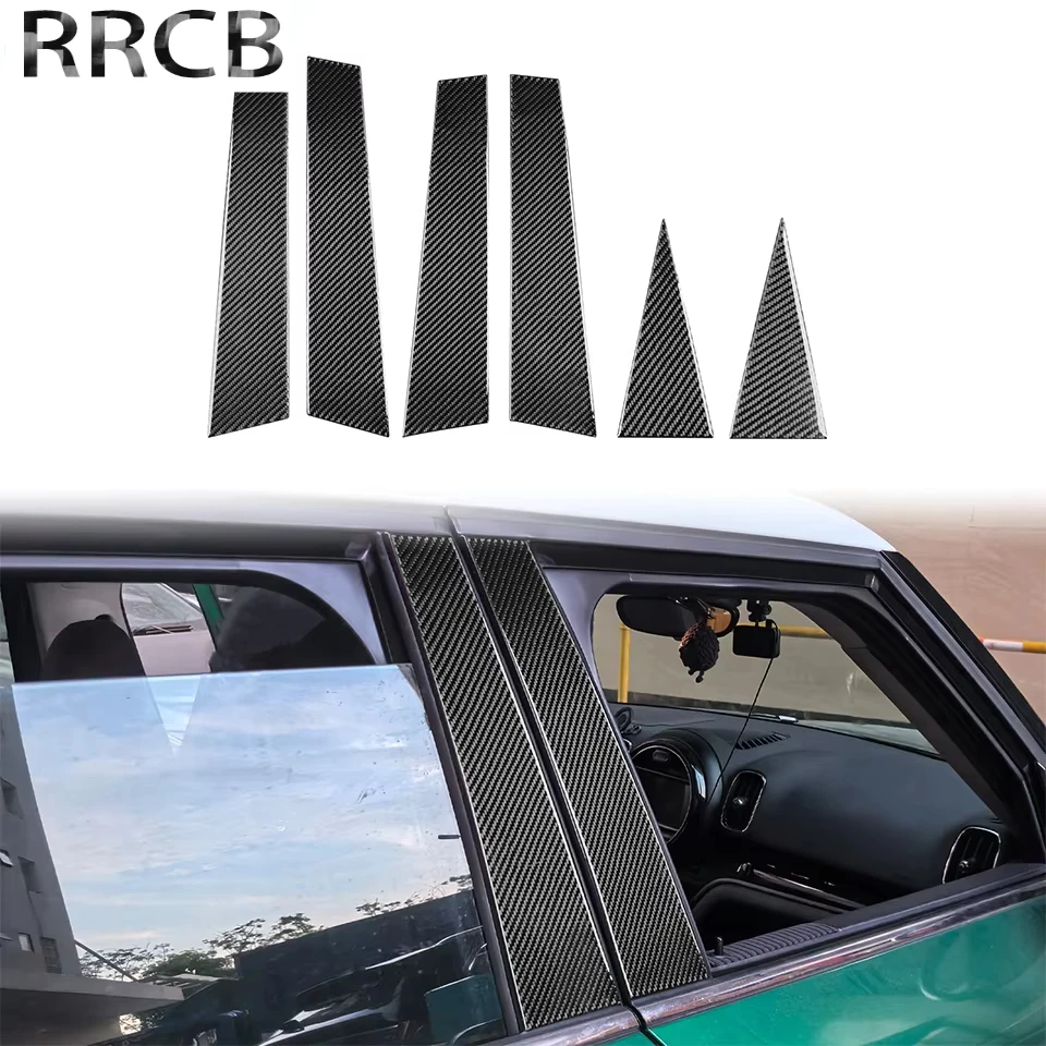 

For BMW Mini Cooper Countryman F60 2017-2023 Real Soft Carbon Fiber Car External B-pillar Kit Cover Stickers Accessories Trim