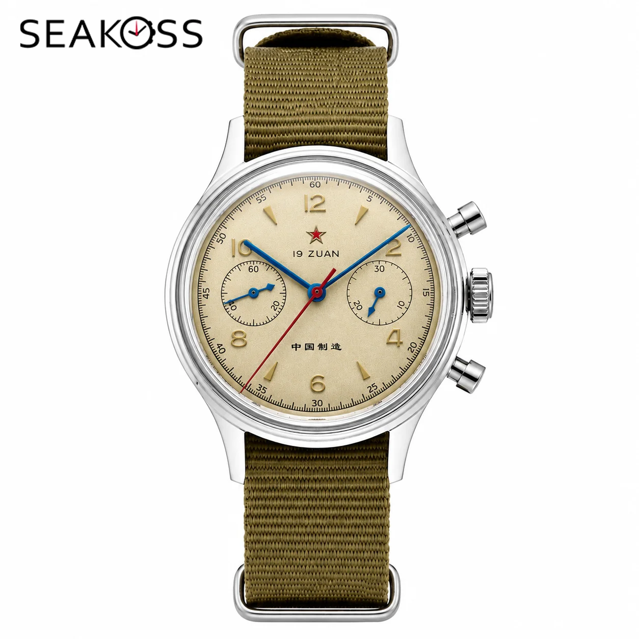 Chronograph Mechanical Watch Seagull 1963 - SEAKOSS Vintage 38mm 1963 Pilot Chronograph