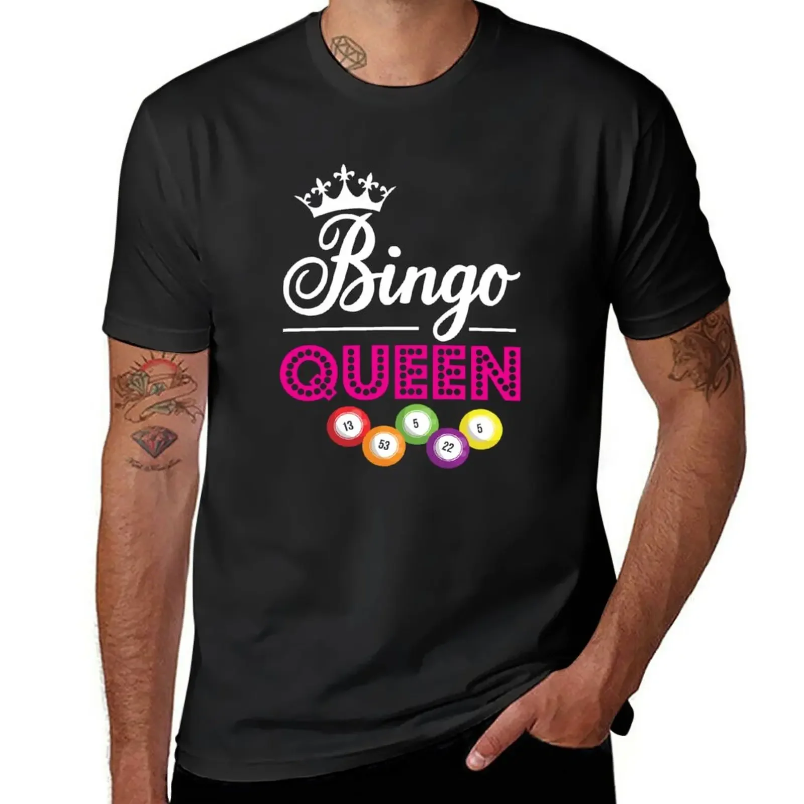 New Funny Bingo Queen T-Shirt blacks street wear basketball graphic tees tops workout shirts for men