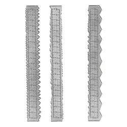 3Pcs Paper Tearing Ruler Fittings DIY Supplies Irregular Edges Measuring Tool Template Metal Deckled Ruler for Craft Decor