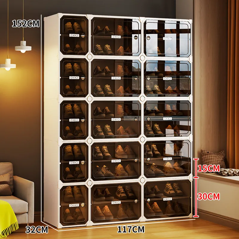 Storage Transparent Dust-proof Shoe Box Entrance Door Large Capacity Shoe Rack Shelves Cabinet Multi-layer Hotel Furniture