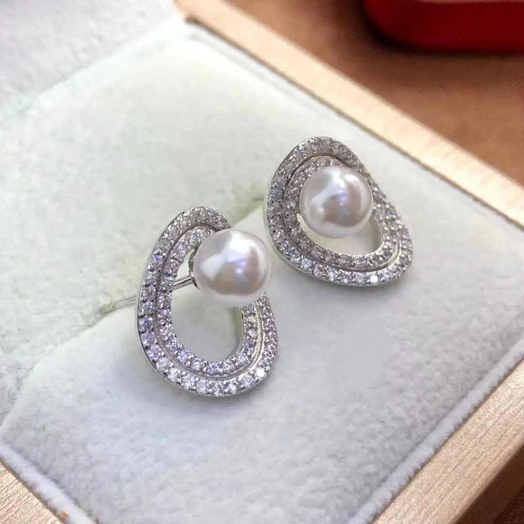 

Оптовая продажа, серьги из стерлингового серебра S925, фурнитура для крепления, базовые монтажные детали, аксессуар для жемчуга 5-6 мм, 5 пар/лот