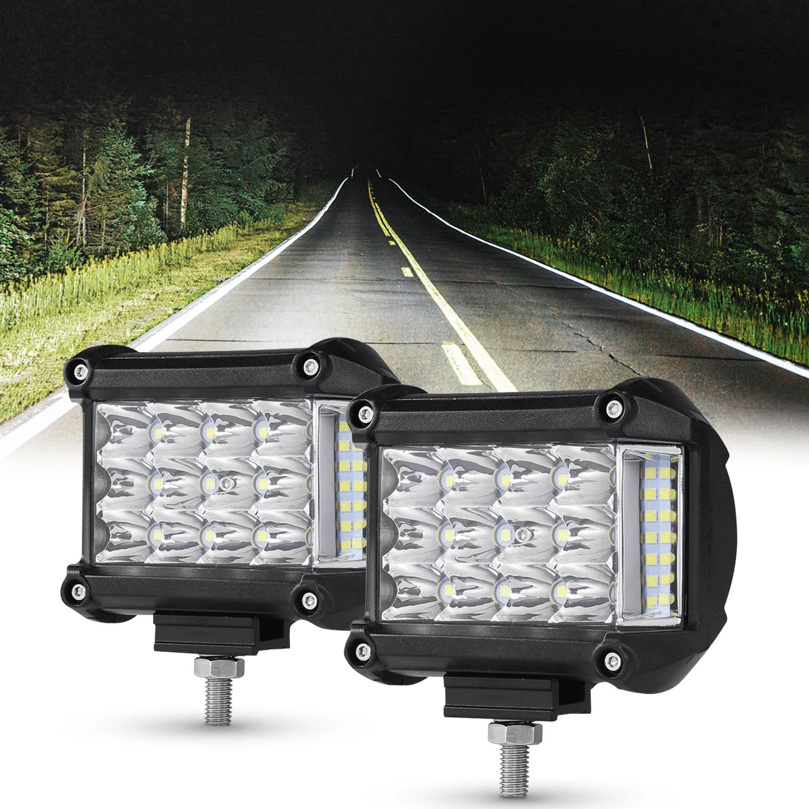 

Светодиодный рабочий фонарь AUXBEAM, 4-дюймовый светодиодный фонарь дальнего света на стойке с боковым расстоянием, комбинированный луч, 6500K, белый свет, IP67, водонепроницаемый