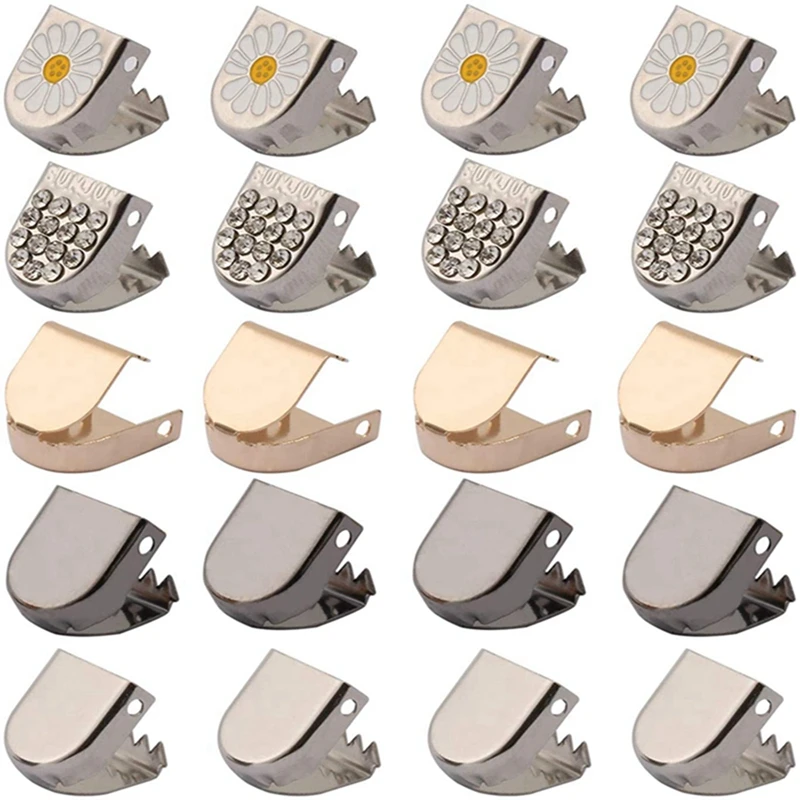 Daisy Push Button Shoelace Buckle Set Diamond Metal Lock for Flat Shoes DIY Sneaker Lock 4pcs Flat Shoelace Buckle with Button