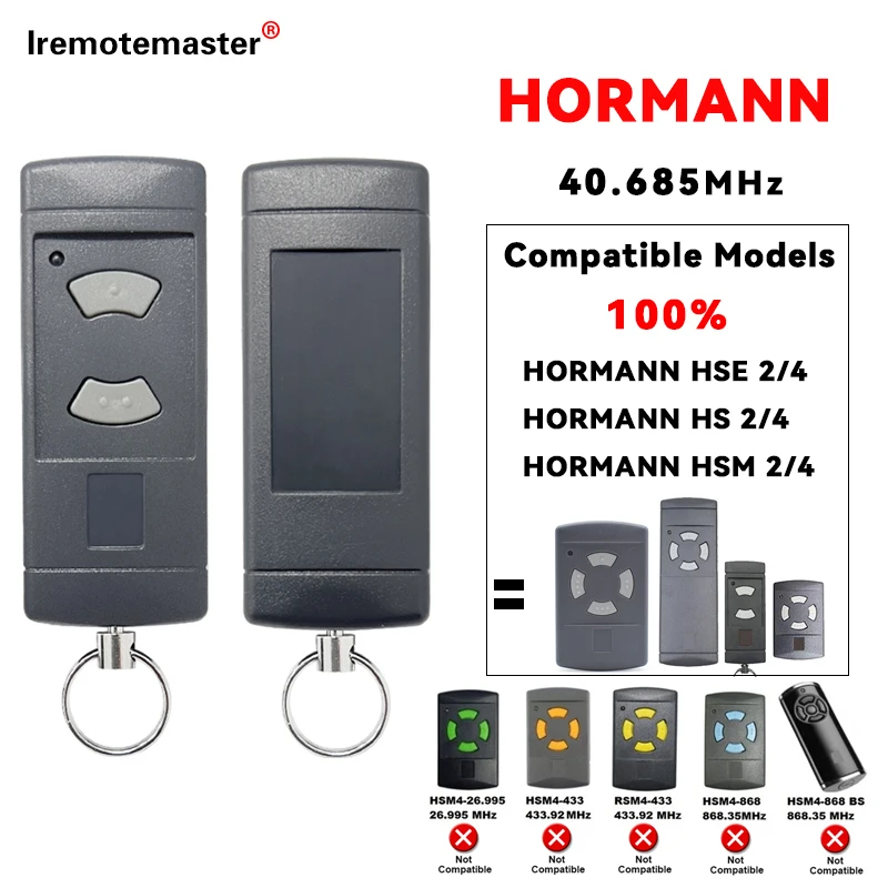 

40 685 МГц HORMANN HSE2 HSE4 HSM4 HSM2 HS2 HS4 Дубликатор гаражного пульта дистанционного управления для XXXmann 40 МГц Передатчик открывания дверей для ворот