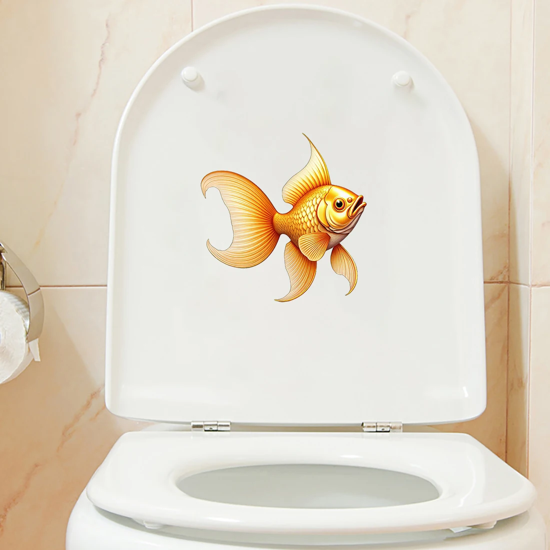 Three Ratels CG229 Golden Sea Fish Cartoon Stickers for Home Decoration Bathroom decals Car Body Stickers Waterproof