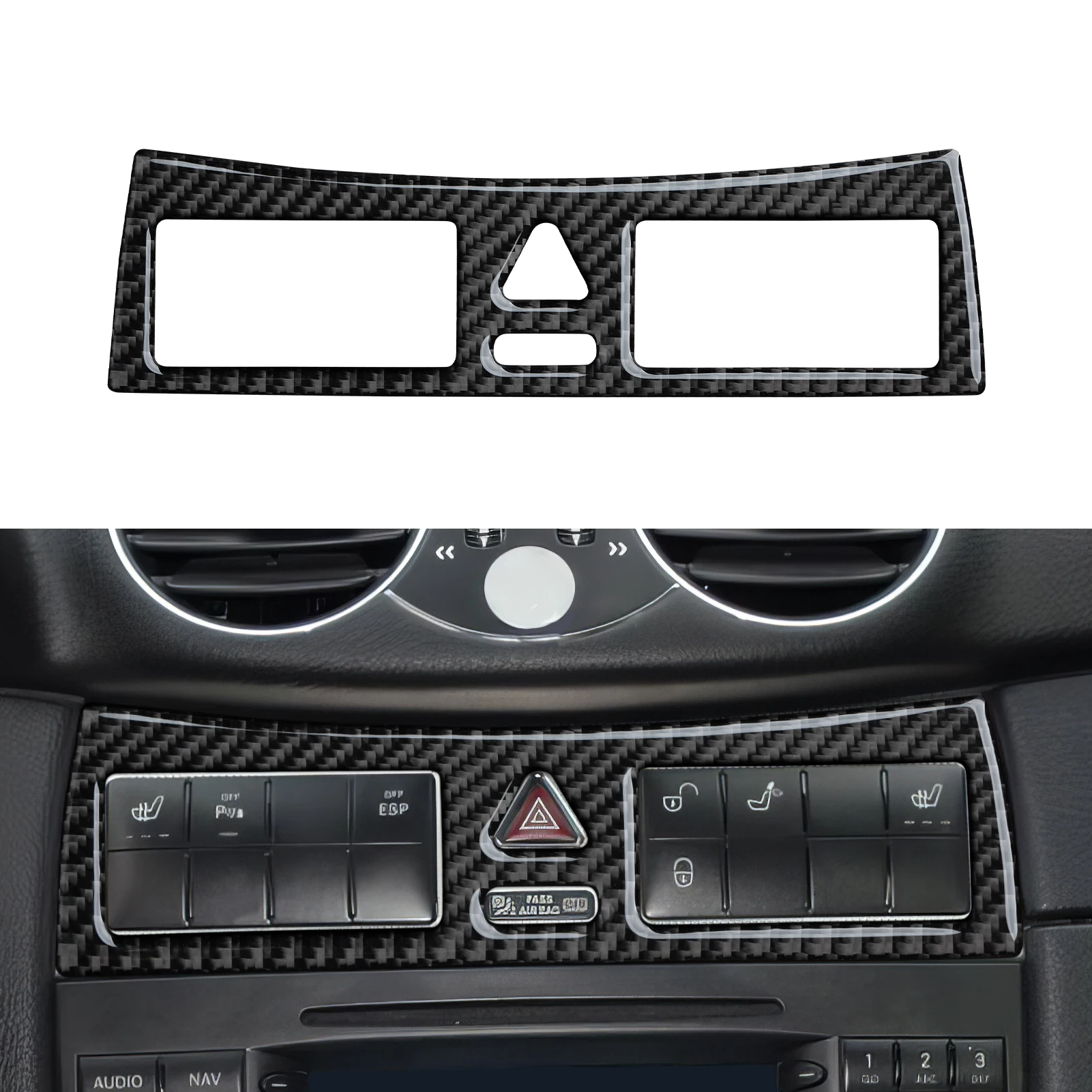 

Carbon Fiber Interior Sticker. Car Center Console Warning Lights Panel. For Mercedes Benz CLK A209 C209 (2002-2010) Accessories.