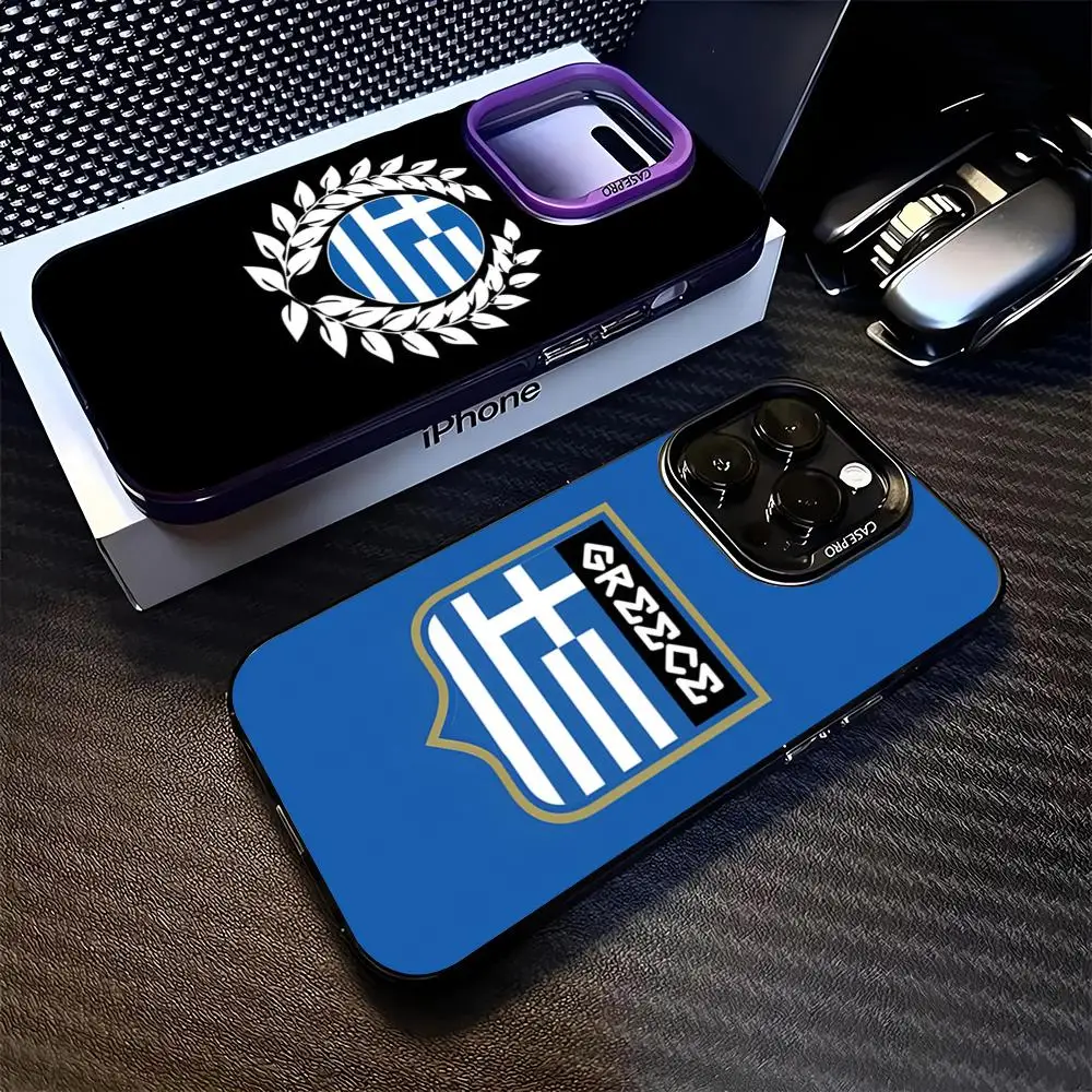 Greek National Flags Phone Case For Iphone 16 15 14 13 11 12 Pro Max Xr X Xs Plus Black Silver Hard Shell Cover