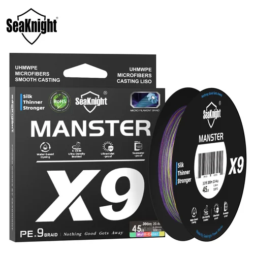Línea de pesca SeaKnight Brand X9 Series 500M 300M, revestimiento Si + a prueba de agua de mar a prueba de rayos UV, línea de PE multifilamento suave de 9 tejidos