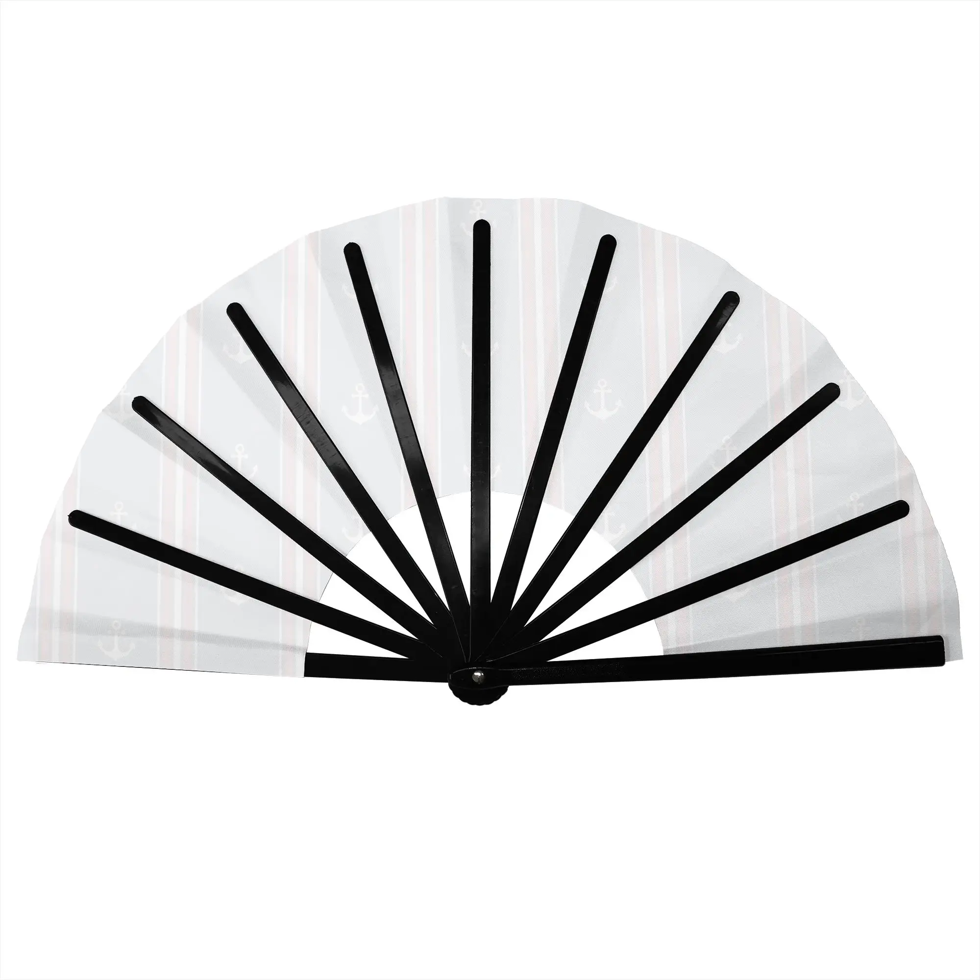 Nautical Anchor Portable Pocket Fan Outdoor Red White Blue Folding Fan Chinese Dance Cooling Handheld Fans