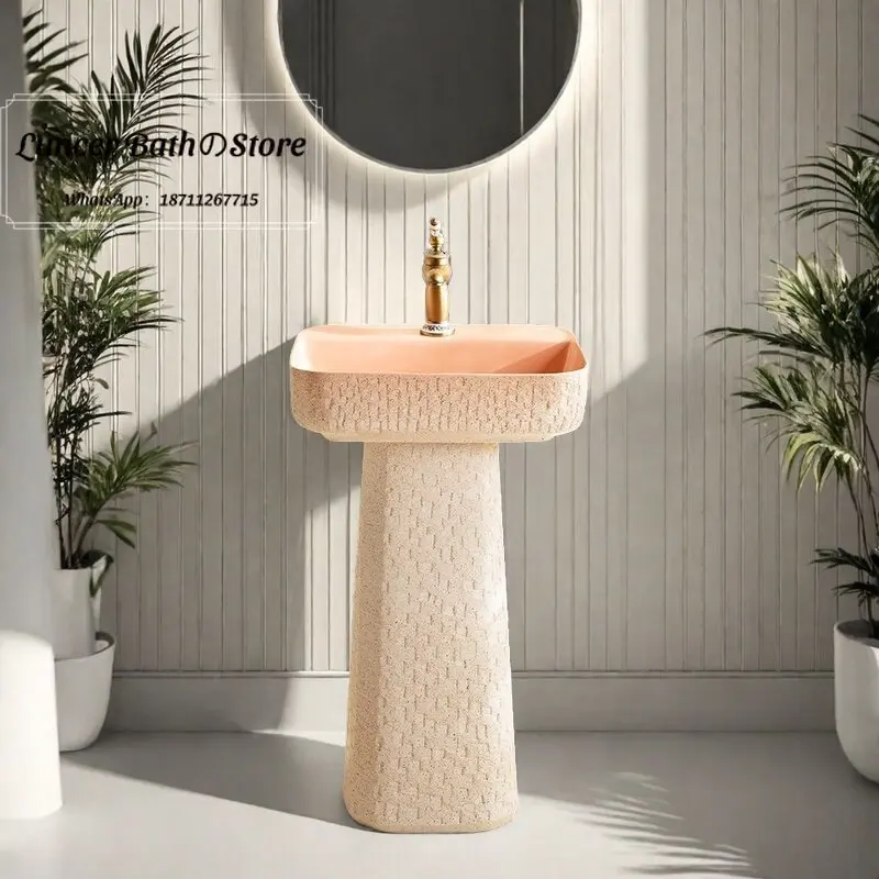 Outdoor Pedestal Sink, Garden Hand Wash Basin for Courtyard, Balcony, Art Vertical Wash Station for Home, Yard