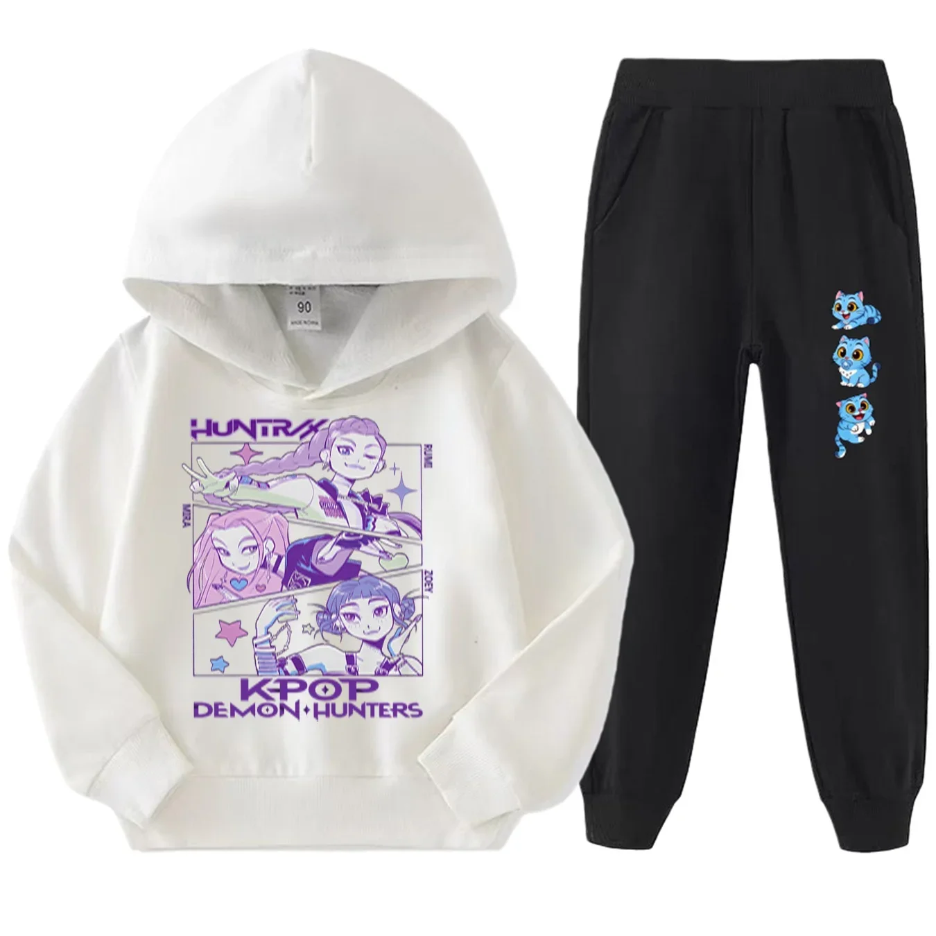 Kpop Demon Hunters Conjuntos para niños Conjunto a juego para niños de moda, diseño de dibujos animados góticos, Idea de regalo de cumpleaños