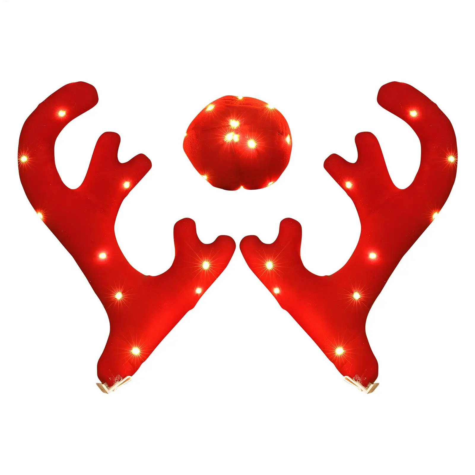 Christmas Reindeer For Car Cute Auto Exterior Light Up Antler Set Roofs Tops Reindeer Decoration For Van SUV Shopping Mall