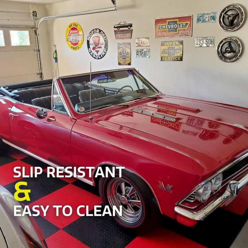 نمط عملة GarageDeck، بلاط أرضيات جراج متشابك متين من كوبوليمر غير قابل للانزلاق (48 عبوة)، أبيض