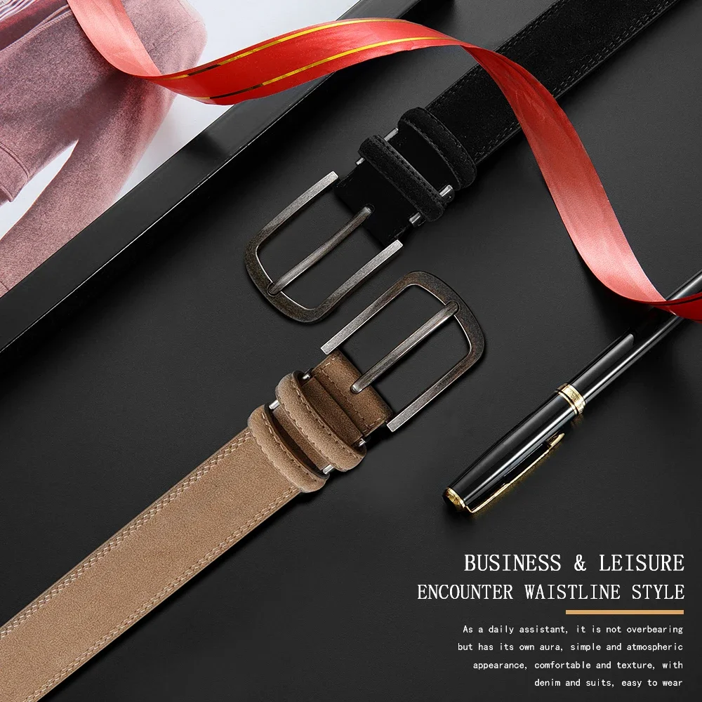 Unisex-Gürtel in Einheitsgröße aus PU-Leder für Damen, luxuriöser Designer-Jeansgürtel, modischer Wildledergürtel für Herren, Taillengürtel, 125–135 cm – Detail 8