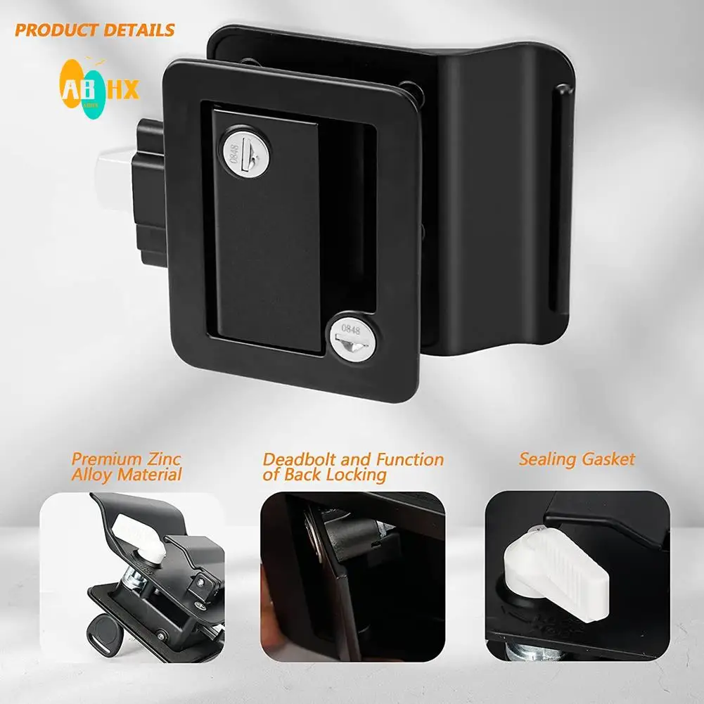 

ABHX-RV Travel Trailer Entry Door Lock,Camper Door Latch With Paddle Deadbolt, RV Handle For Cargo Hauler Horse Trailer Truck