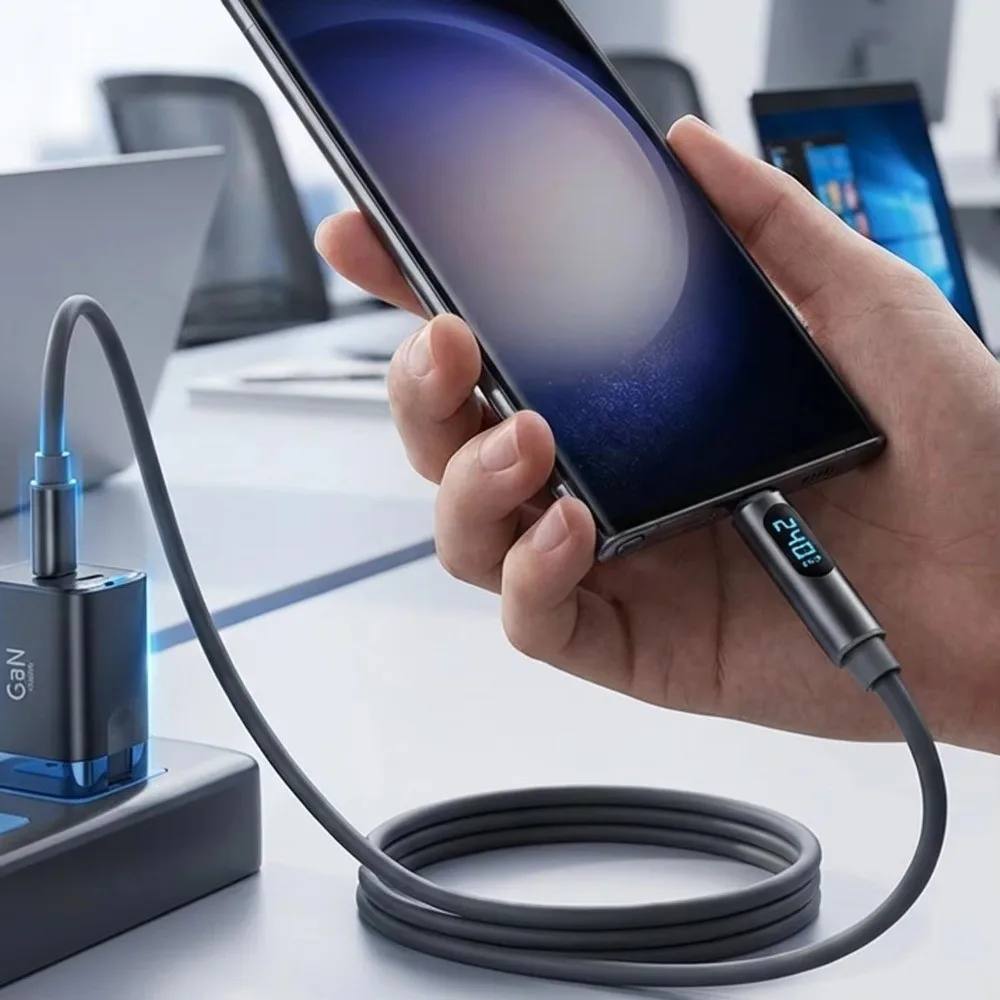 Type-C to Type-C 240W Super Charging Cable 1.2m/1.8m Universal Charging Cable Adapter LCD Dynamic Display Fast Charging