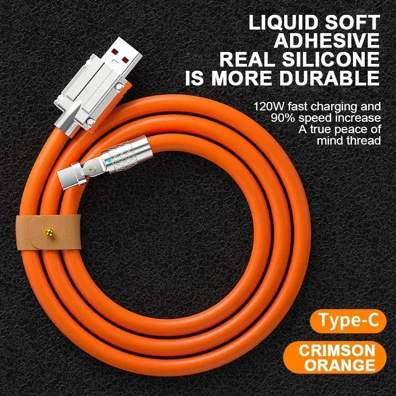 120W 7A Fast Charge USB Type C Cable 180 Degree Rotation Elbow Cable for Game for Redmi Xiaomi Honor Phone Charger USB C Cable