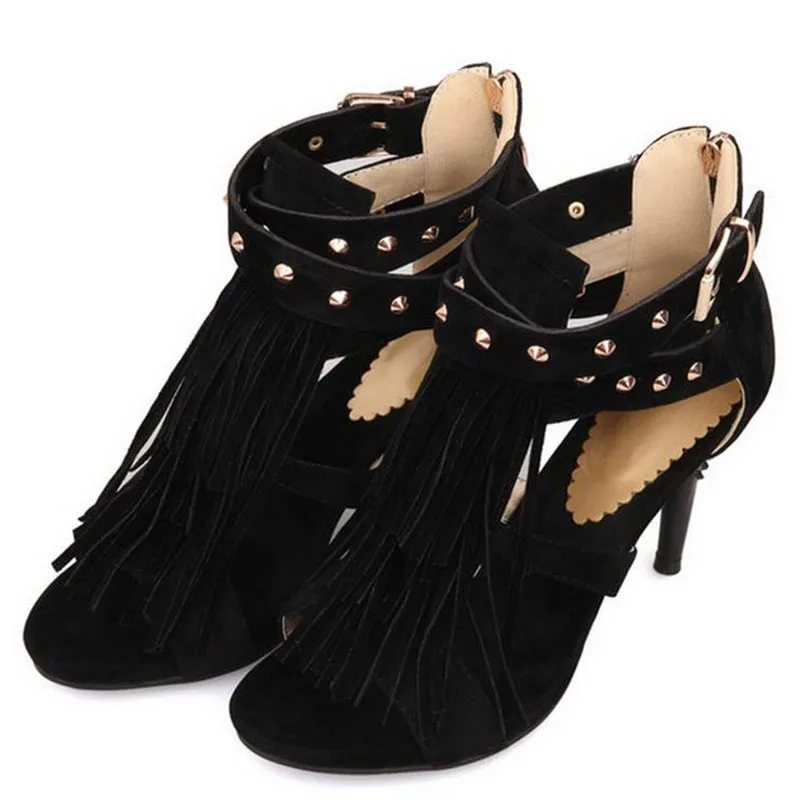 Hot sale high quality summer tassel sandals fashion designer shoesA type of word cingulate fine with party rivet size 34-43