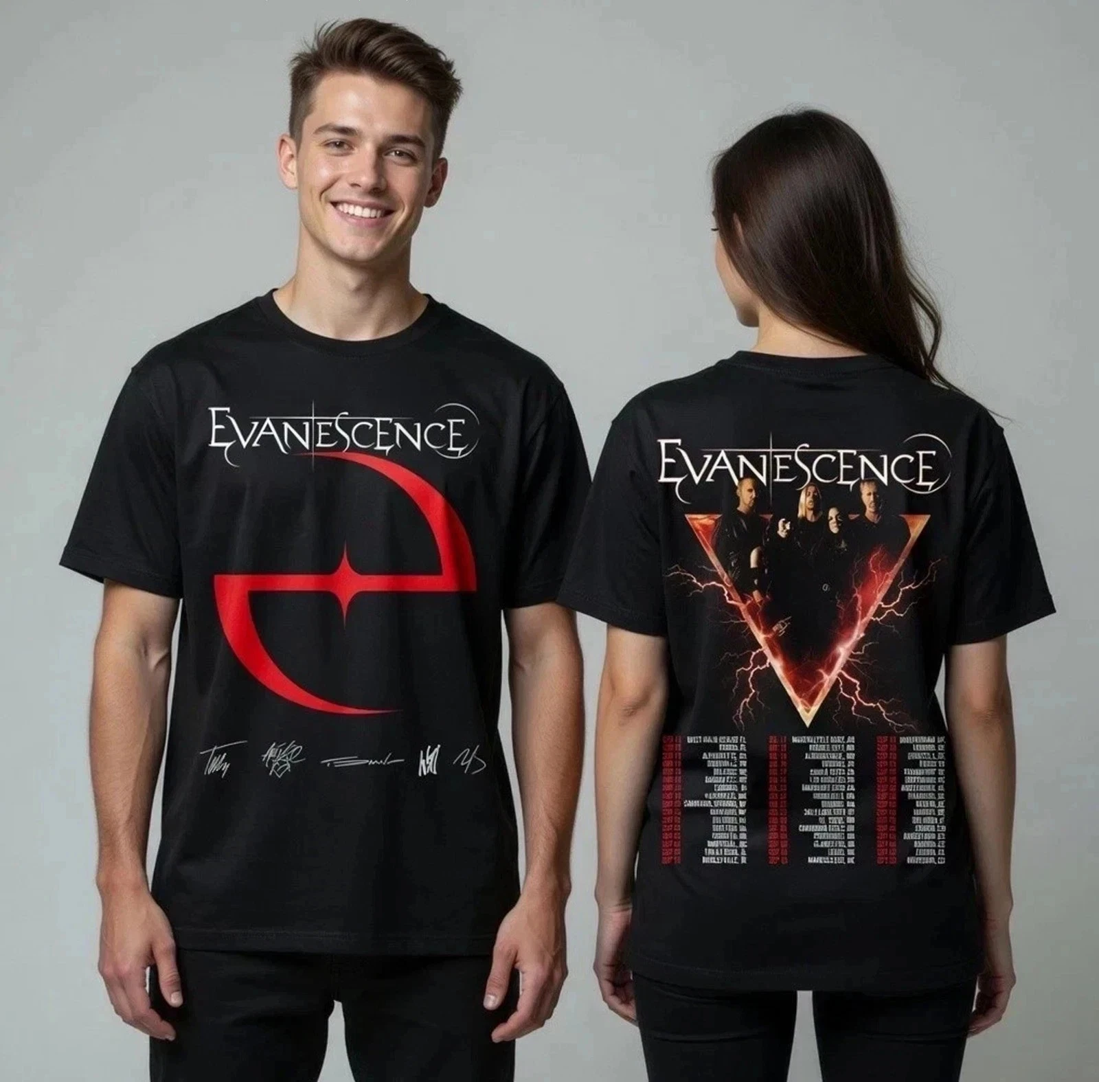 Evanescence 2026 Tour Concert Band T-Shirt Baumwolle Grafik-T-Shirt Herren Damen Sommer Streetwear