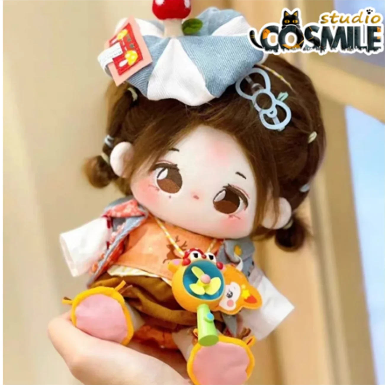 No Attributes Cute Girl Brown Hair Xiaomei Stuffed Plushie Plush 20cm Doll Only Body XY