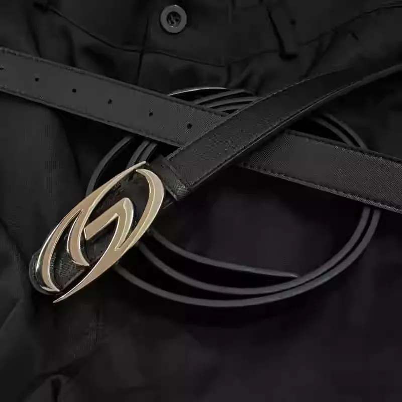 เข็มขัดแฟชั่นหนังสีดำสำหรับผู้ชายและผู้หญิง ดีไซน์เนอร์คอร์เซ็ท สายคาดเอวสำหรับผู้หญิง เสื้อโค้ท สายคาดเอวสำหรับตกแต่งชุดเดรส เข็มขัดเส้นกว้าง J1625