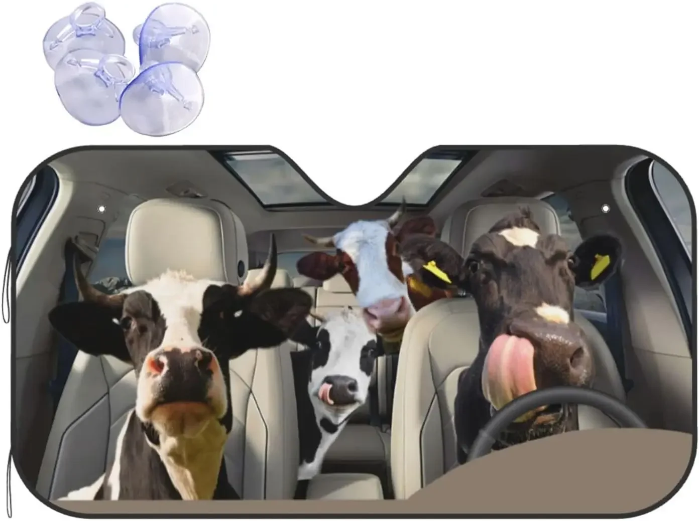 Car Windshield Sun Shade Accessories Truck SUV Resistant Sun Foldable In Easy To Carry Dairy Cows Driving Windshield Sunshade