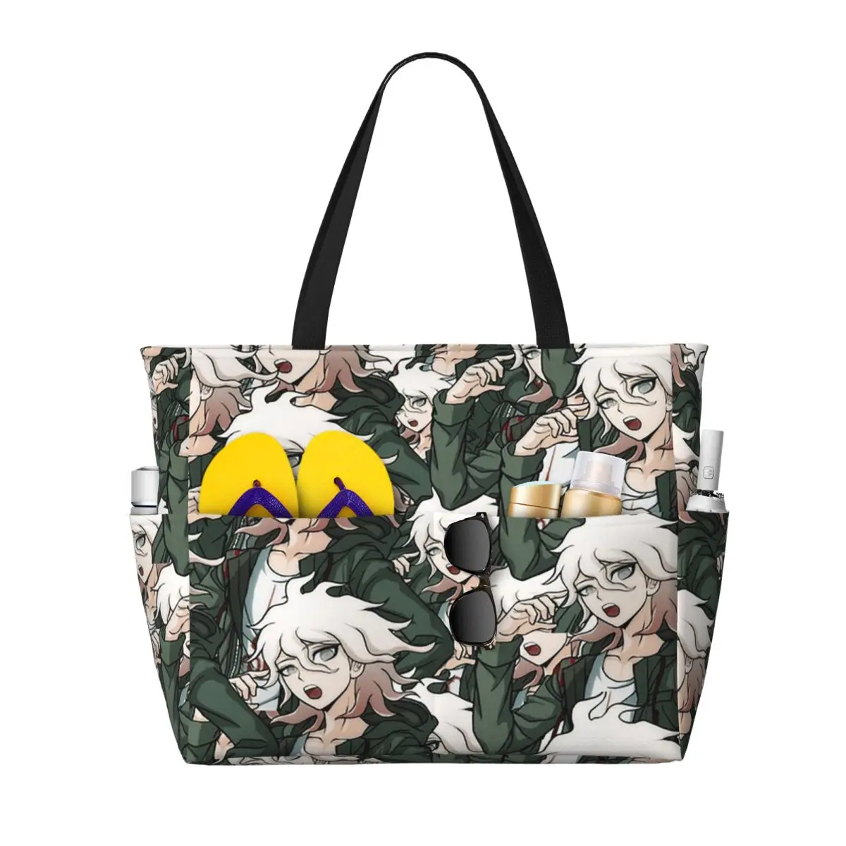 

Nagito Komaeda Gun Manga Danganronpa Game Beach Tote Bag Sport Gym Yoga Duffle Large Tote Bag Women Travel Bag Fitness bag