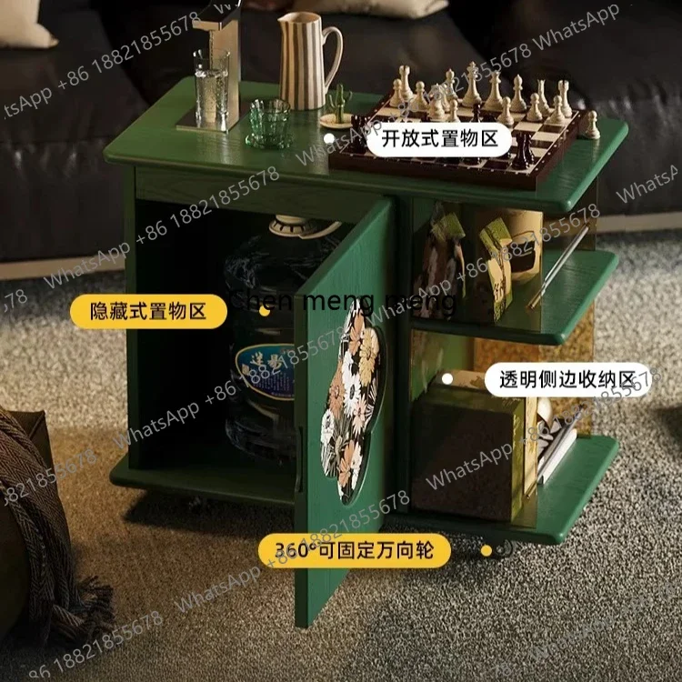 

Новинка: Приставной столик из массива дерева для дома, гостиной, дивана, малогабаритной квартиры, креативная тумба-тележка, многофункциональный обеденный столик