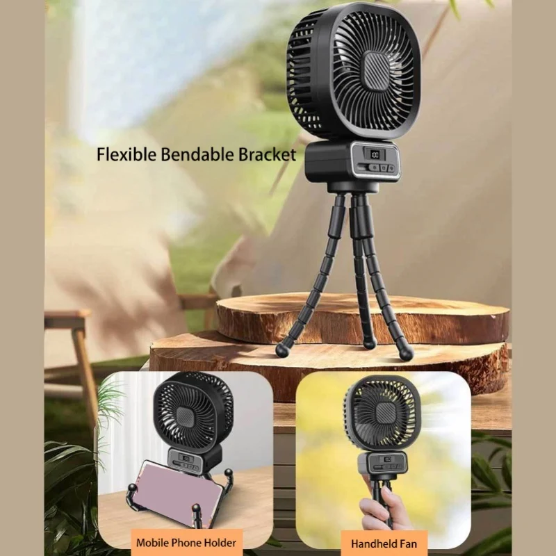 Stroller Fan 3 Speed Flexible Tripod Portable Fan Auto Oscillation Night Light