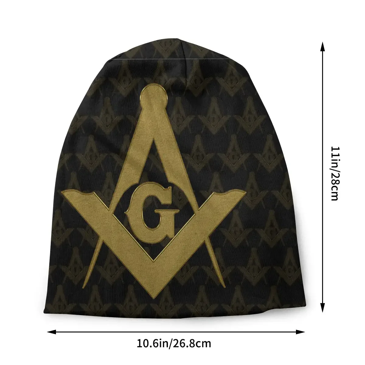 Freemasonry Dark Freemason Gold Square Compass Autumn Female Thin Beanies Casual Unisex Skullies Bonnet Hats