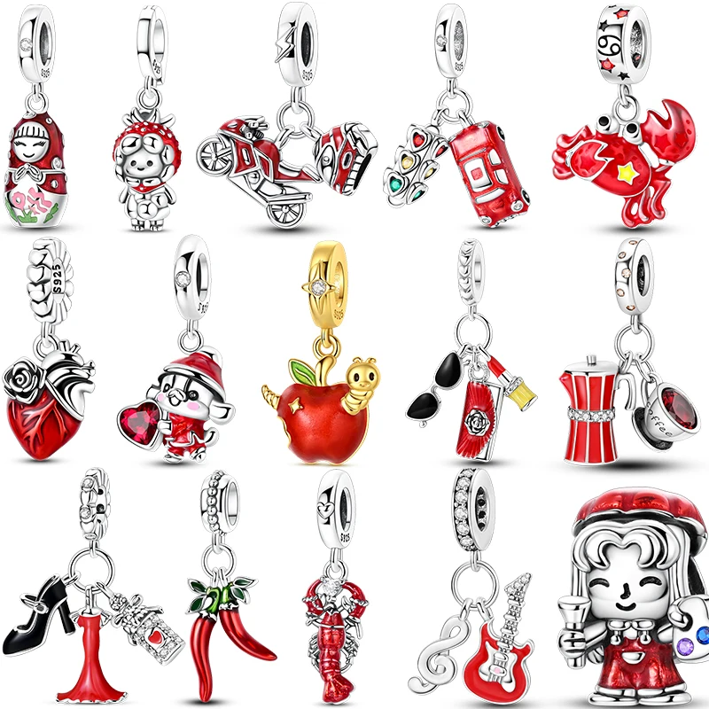 

Новые подвески из серебра 925 пробы: красная вишня, клубника, сердечко. Подходят для оригинальных браслетов, кулоны для самостоятельного изготовления украшений для женщин.