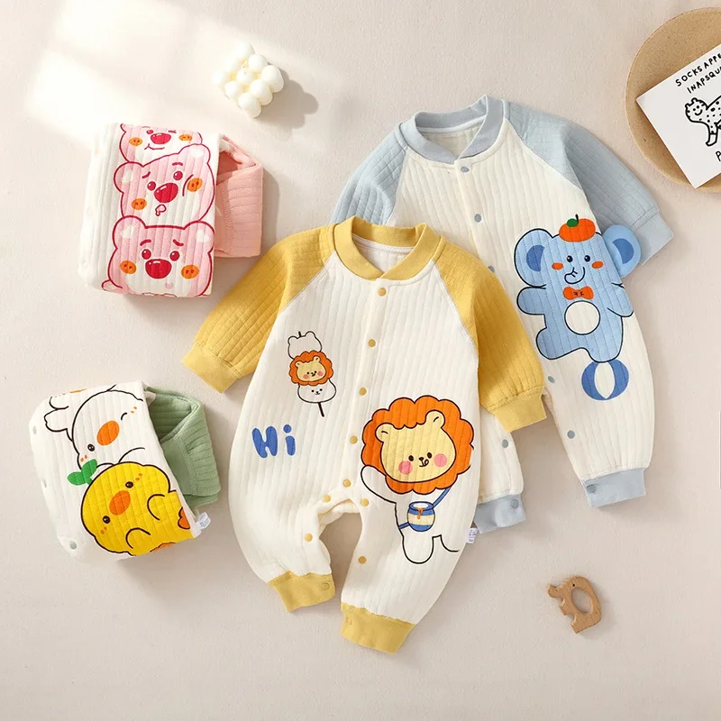 Baby Girls Clothes  Warm One-piece Clothespin Cotton Underwear Newborn Clothes Spring and Autumn Korean Reviews Many Clothes