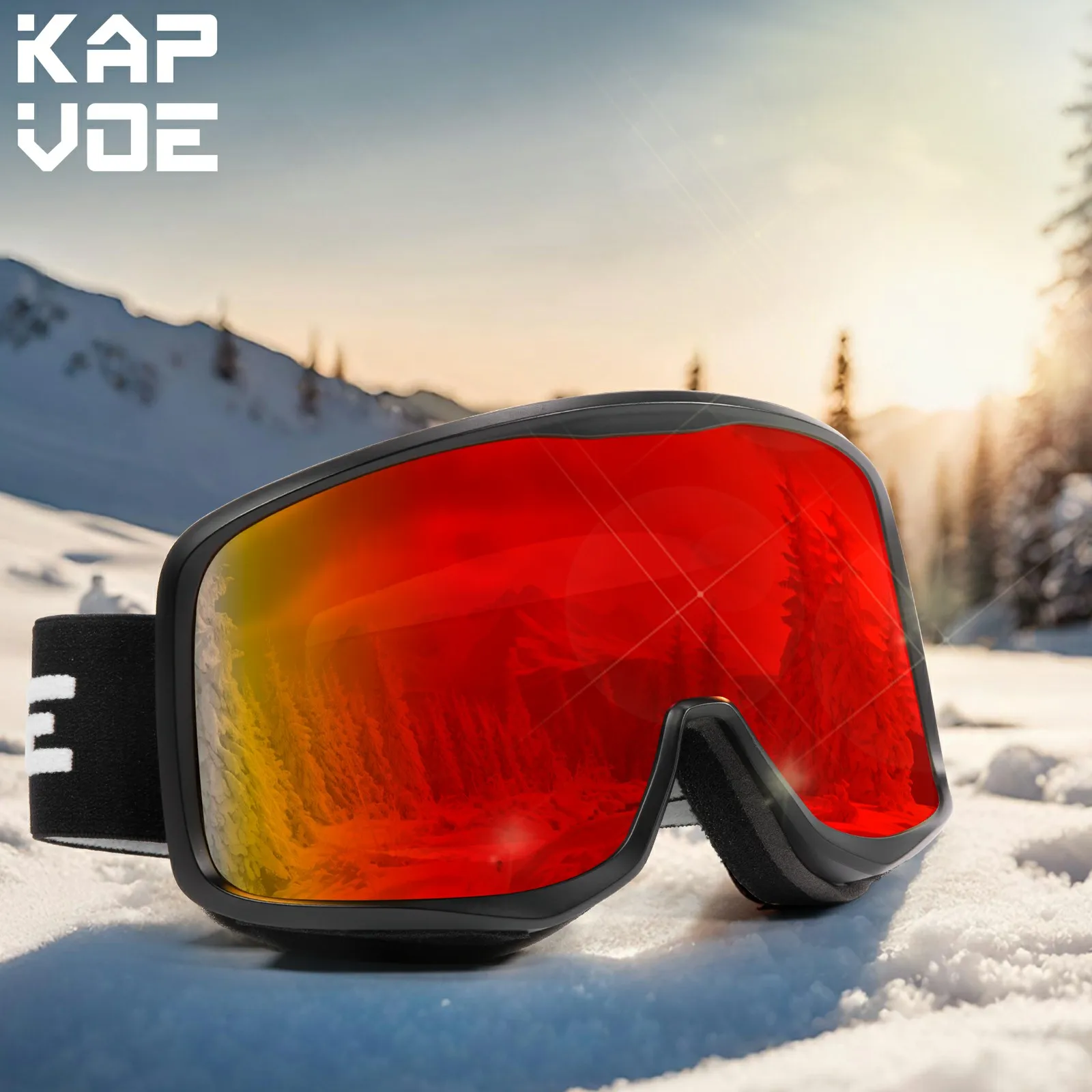 Kapvoe Hot UV400 Snow Goggles Ski Snowboarding Sunglasses Skiing Mask Men Women Anti-Fog Lens Kit Protection Snowmobile Glasses