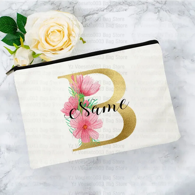 Customized Personalized Name Logo Text Cosmetic Bags Makeup Travel Wash Bag School Pencil Case Birthday Bridesmaid Teacher Gift