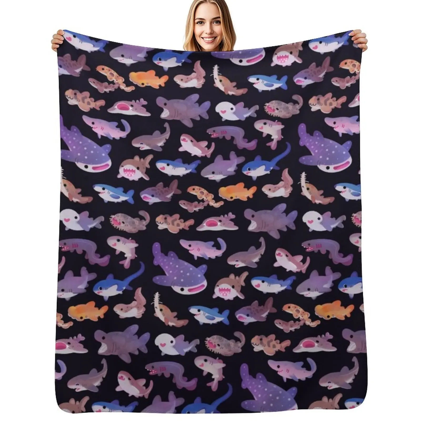 Shark day Throw Blanket Soft for winter Weighted Sleeping Bag Bed Fashionable Soft Plaid Blankets